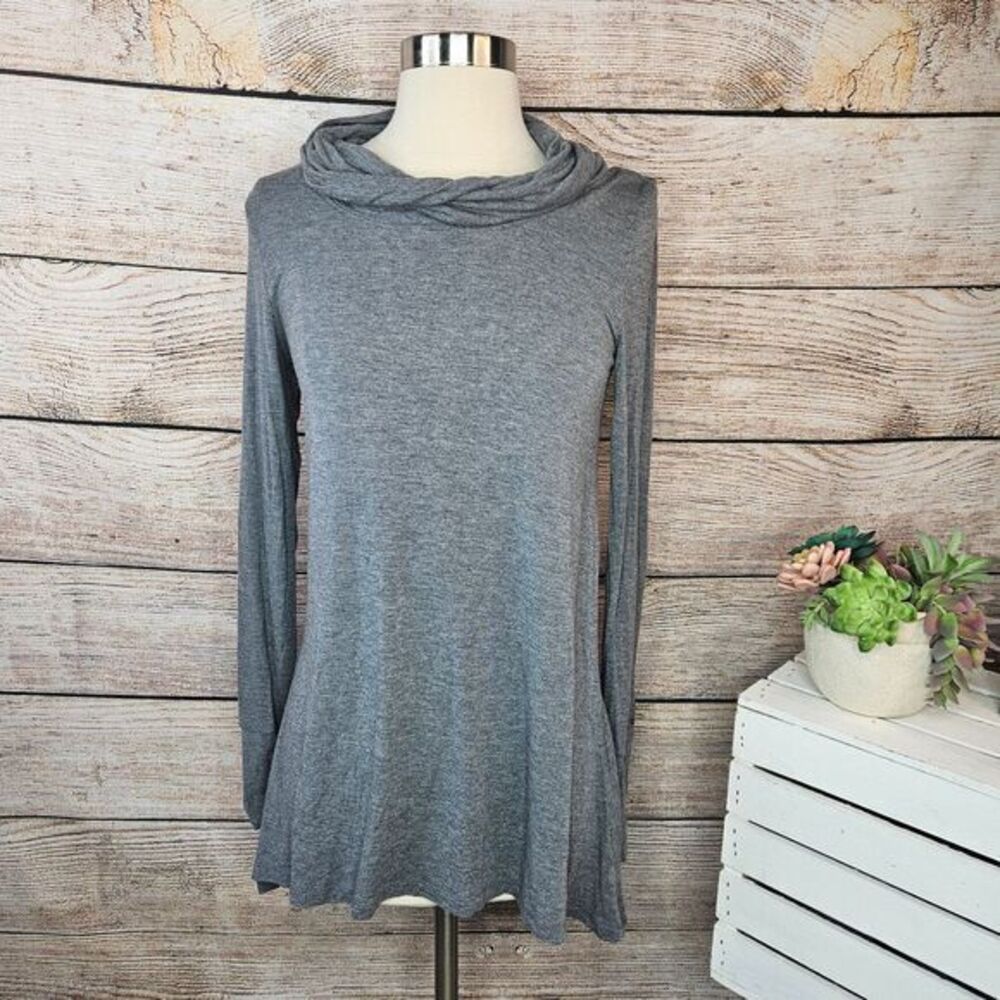 Cuddl Duds Gray Soft Stretch Cowl Neck Long Sleeve Top Size S
